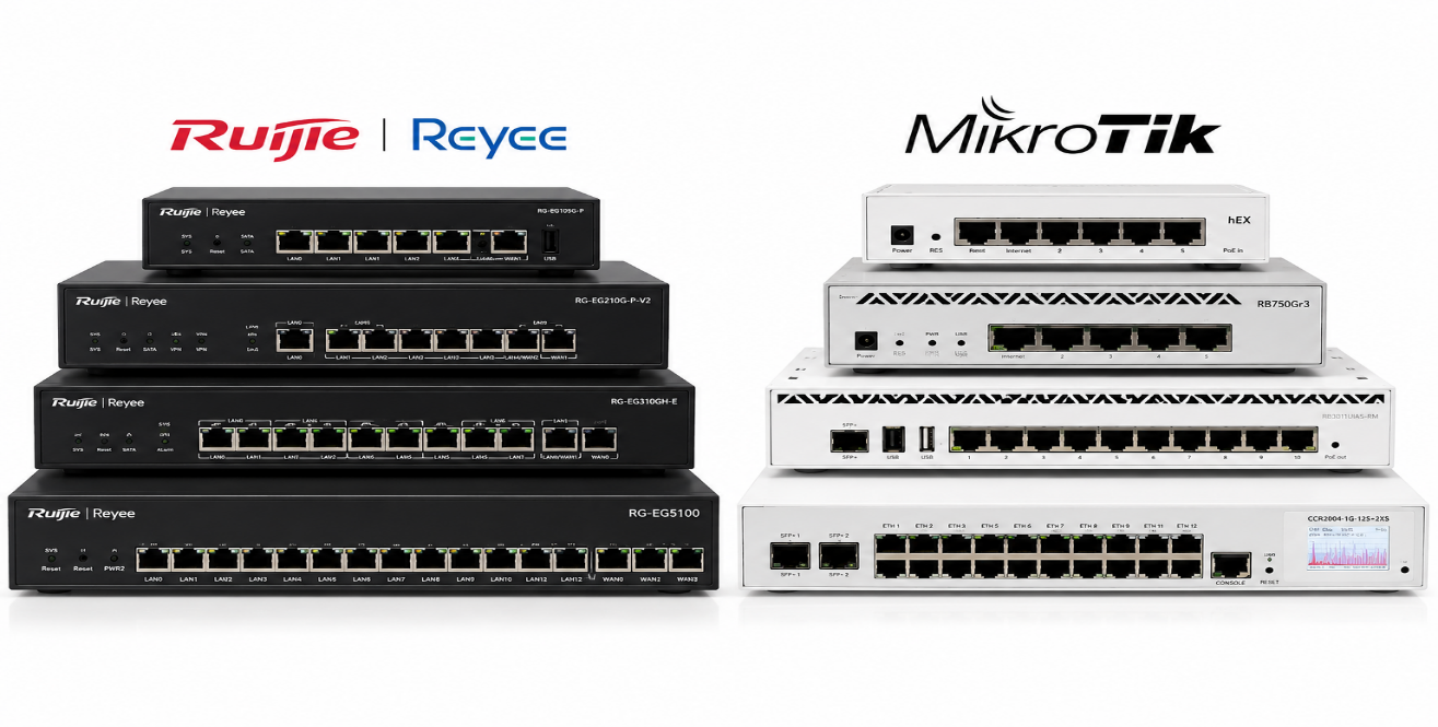 Ruijie Reyee and MikroTik network switches